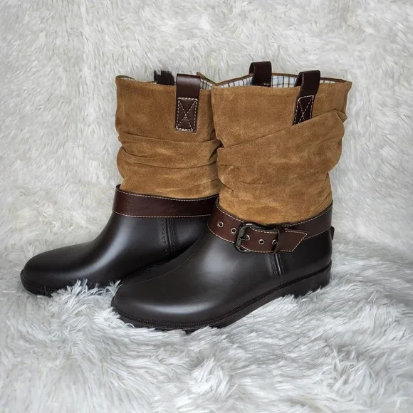 Anna Capri Brown Suede Scrunch Ankle Booties Size 6 - Picture 3 of 5